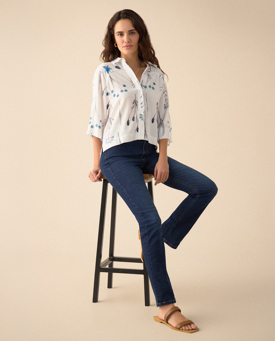 Camisa manga 3/4 para mujer - Azul 34_615F041_AZU194120_7