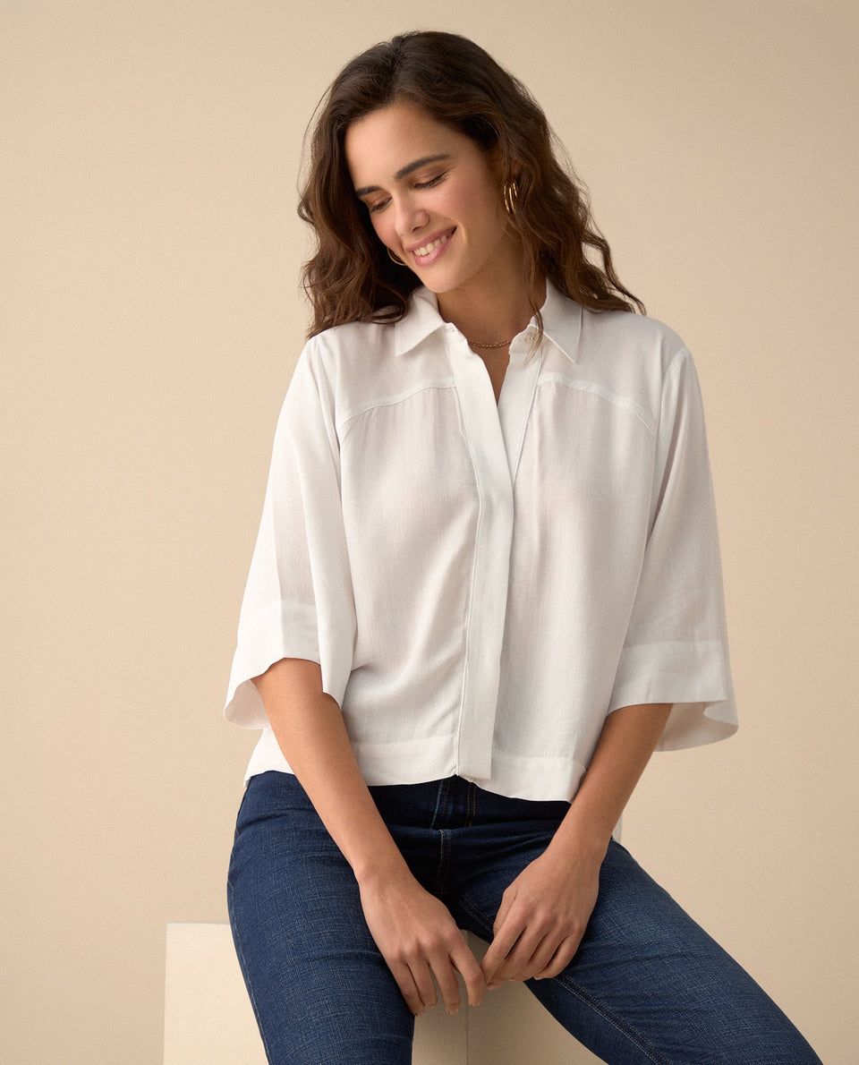 Camisa manga 3/4 para mujer - Blanco 34_615F041_BLA110601_3