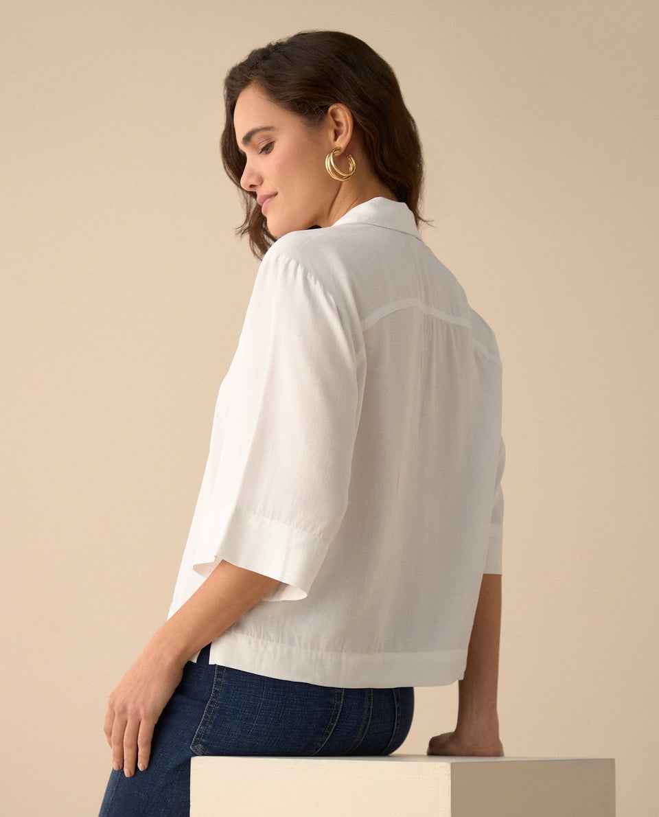 Camisa manga 3/4 para mujer - Blanco 34_615F041_BLA110601_4