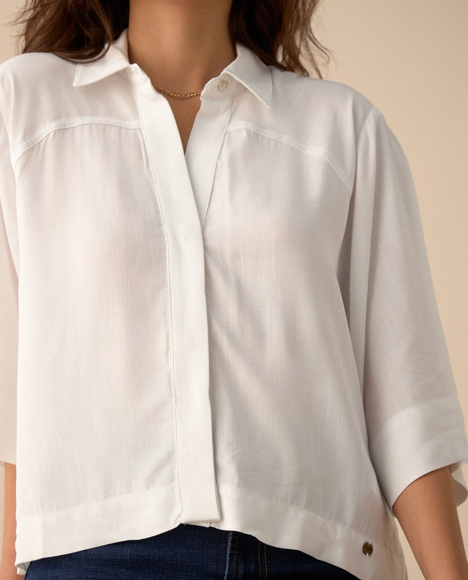 Camisa manga 3/4 para mujer - Blanco 34_615F041_BLA110601_5
