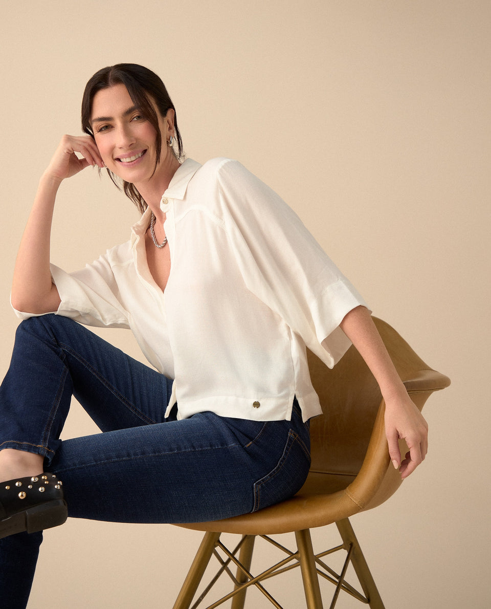 Camisa manga 3/4 para mujer - Crudo 34_615F041_CRU111001_5