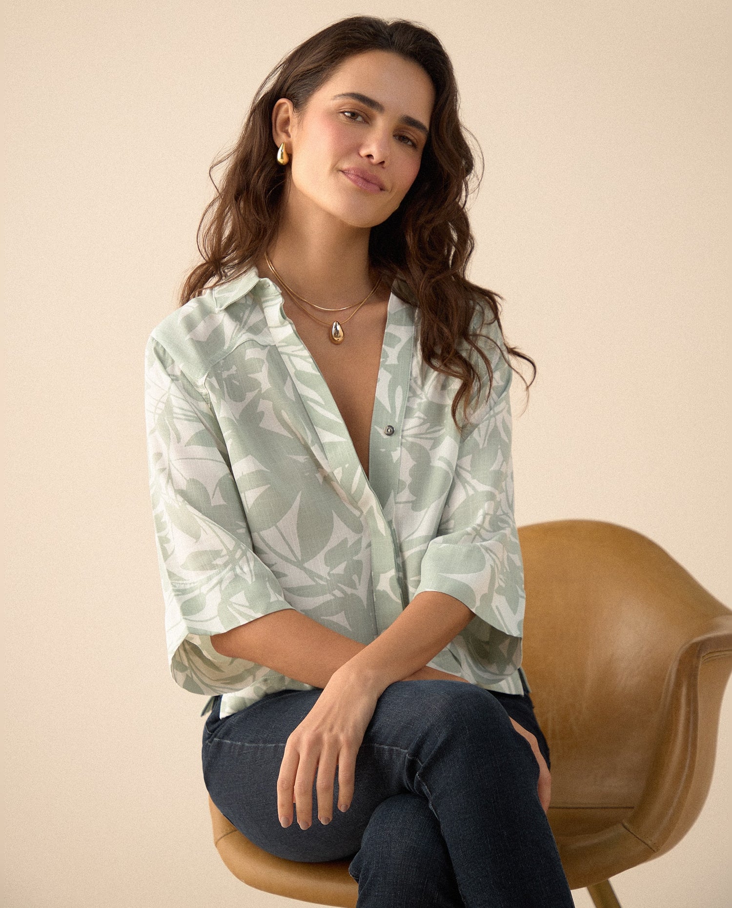 Camisa manga 3/4 para mujer - Verde