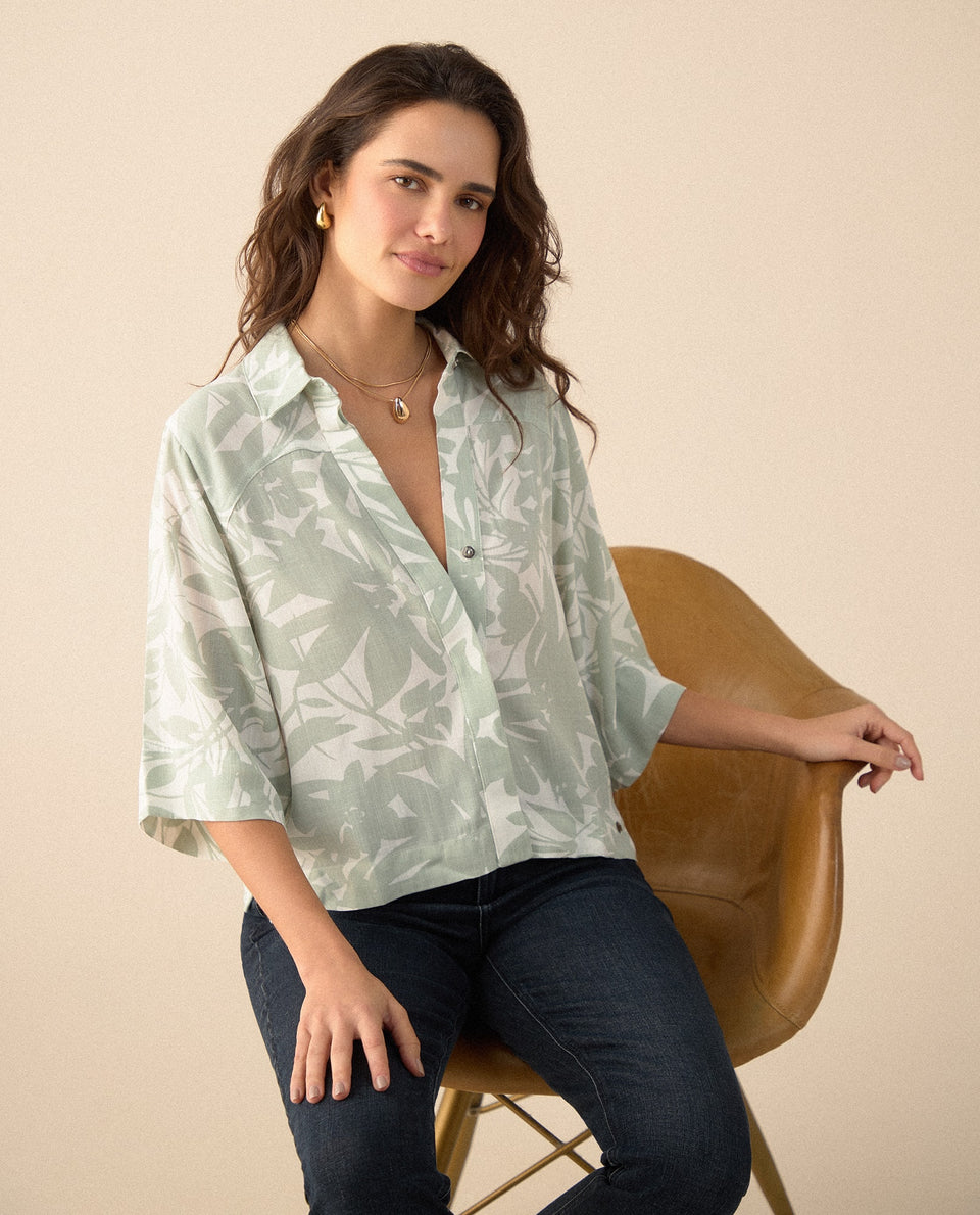 Camisa manga 3/4 para mujer - Verde 34_615F041_VER165304_7