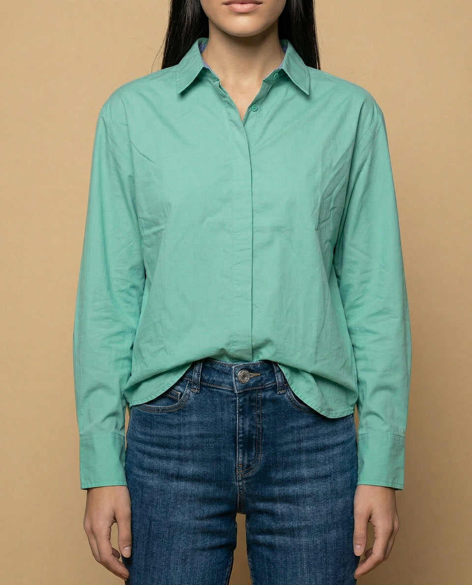 Camisa manga larga con detalle interior en cuello - Verde 34_615F302_VER170336_3