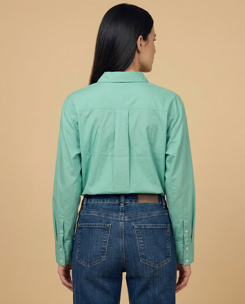 Camisa manga larga con detalle interior en cuello - Verde 34_615F302_VER170336_4