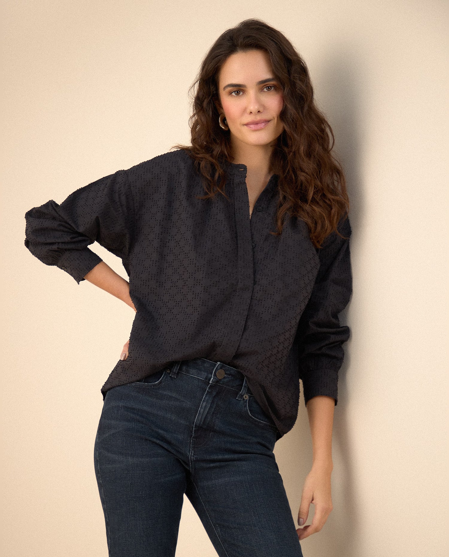 Camisa manga larga para mujer - Negro