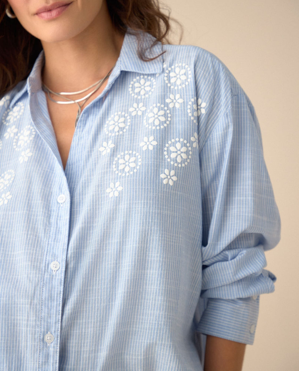 Camisa de diseño a rayas para mujer - Azul 34_615F321_AZU164427_3