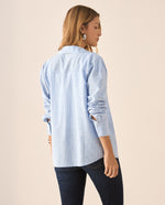 Camisa de diseño a rayas para mujer - Azul