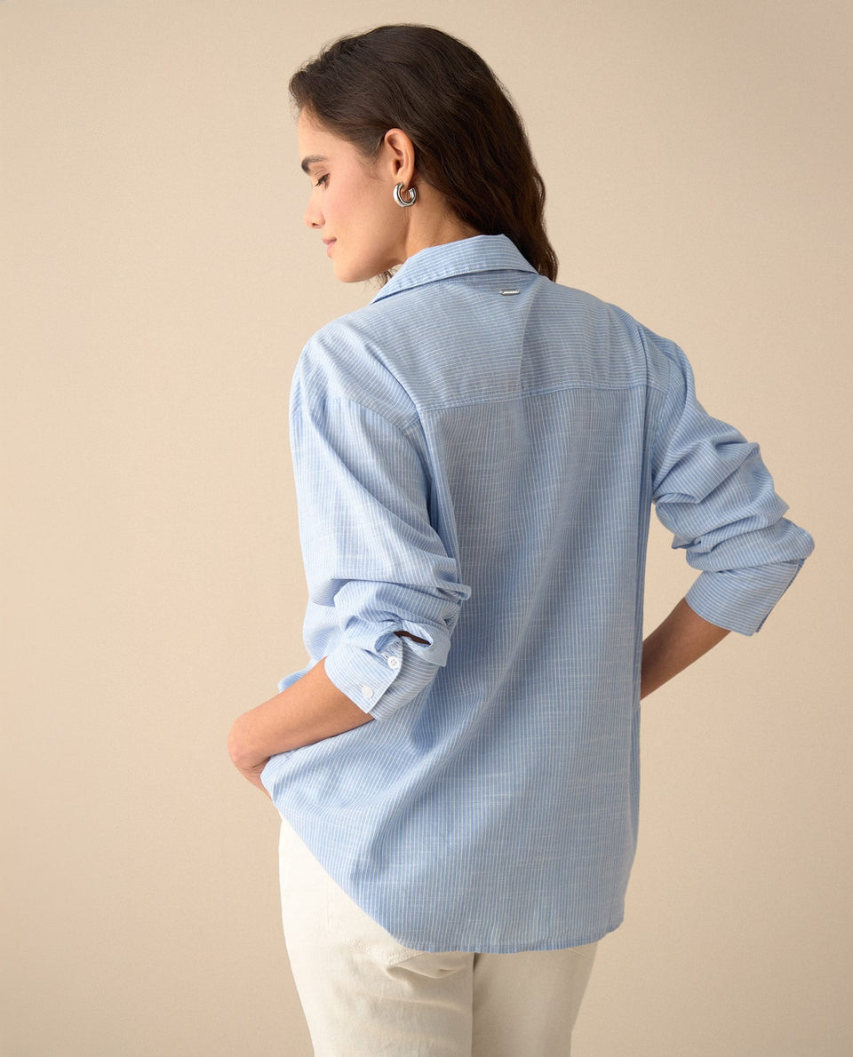 Camisa de diseño a rayas para mujer - Azul 34_615F321_AZU164427_4