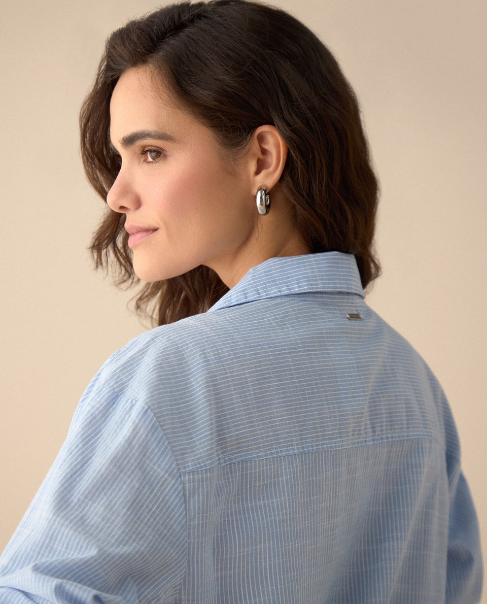 Camisa de diseño a rayas para mujer - Azul 34_615F321_AZU164427_5