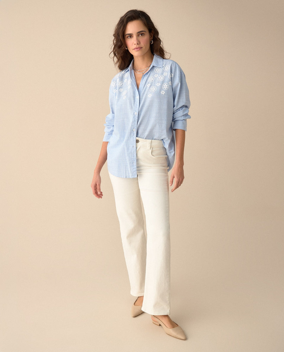 Camisa de diseño a rayas para mujer - Azul 34_615F321_AZU164427_6