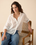 Camisa de tela con transparencia para mujer - Crudo