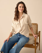 Camisa clásica manga larga para mujer - Beige