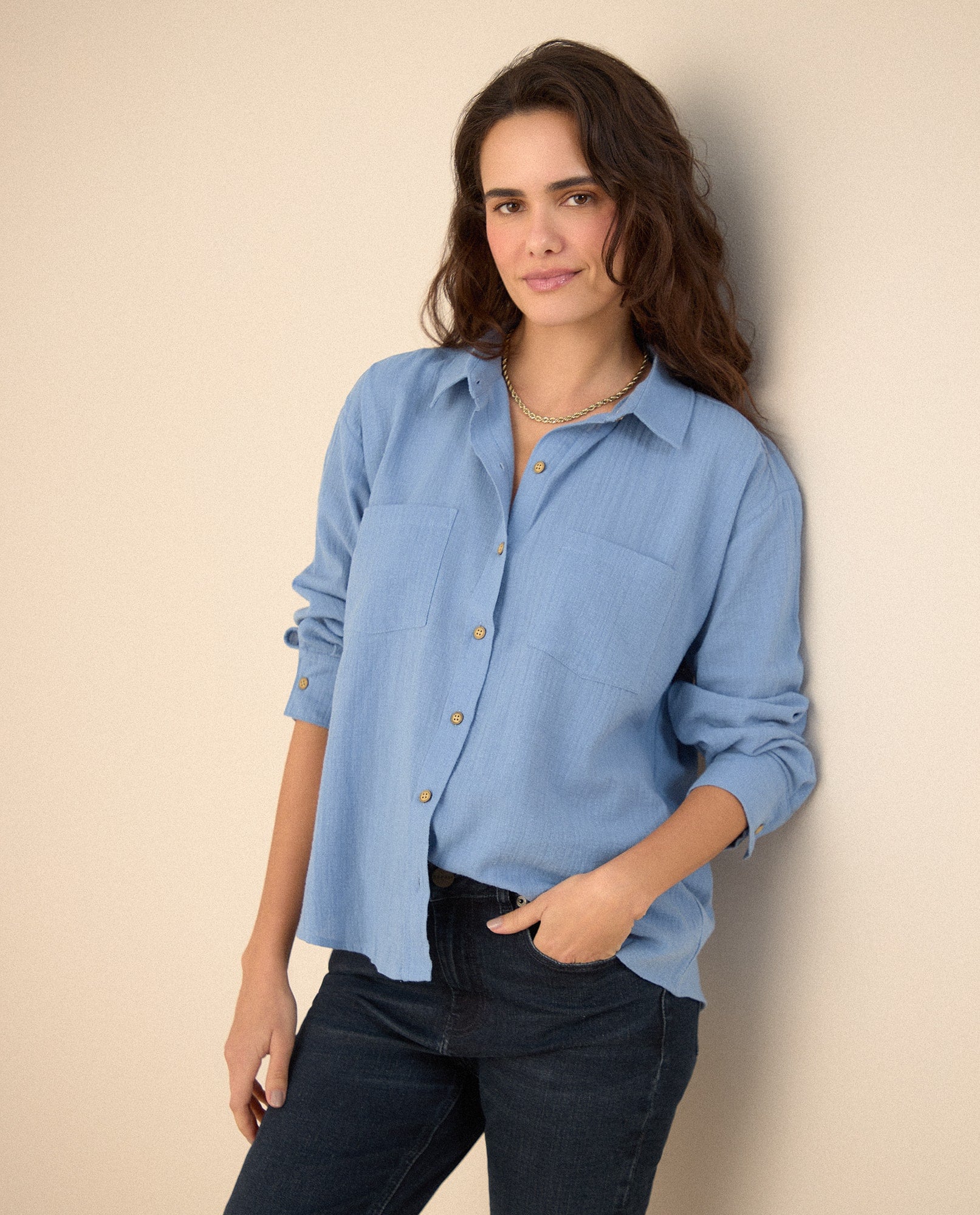 Camisa manga larga para mujer - Azul 34_615F327_AZU144214_0
