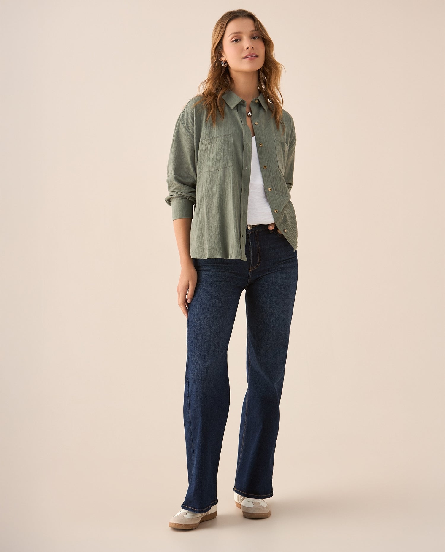 Camisa manga larga para mujer - Verde