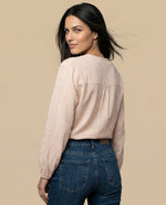 Camisa manga larga cuello camisero - Beige