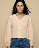 Camisa manga larga cuello camisero - Beige