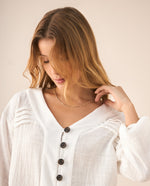 Camisa manga larga cuello camisero - Crudo