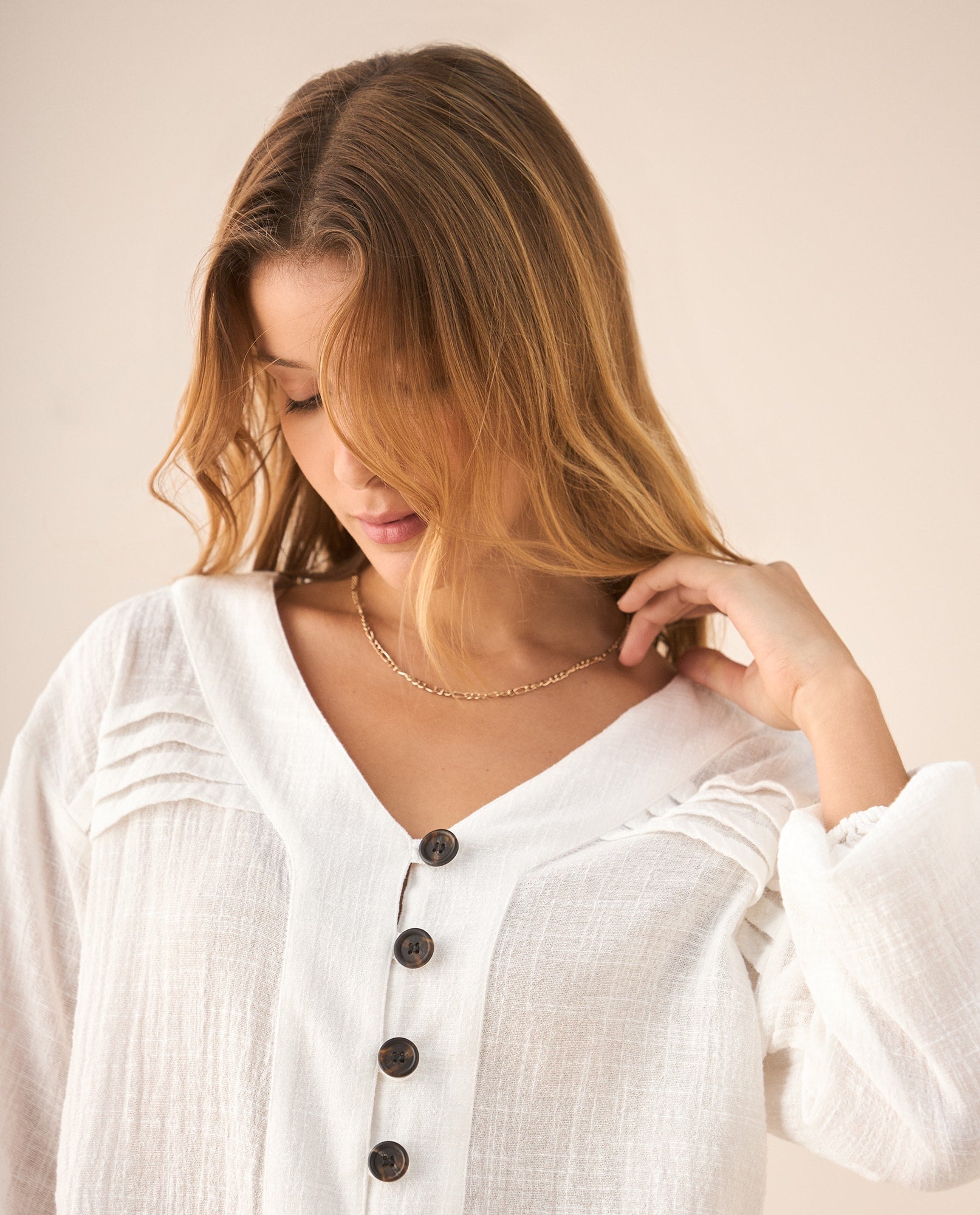 Camisa manga larga cuello camisero - Crudo 34_615F329_CRU144501_0