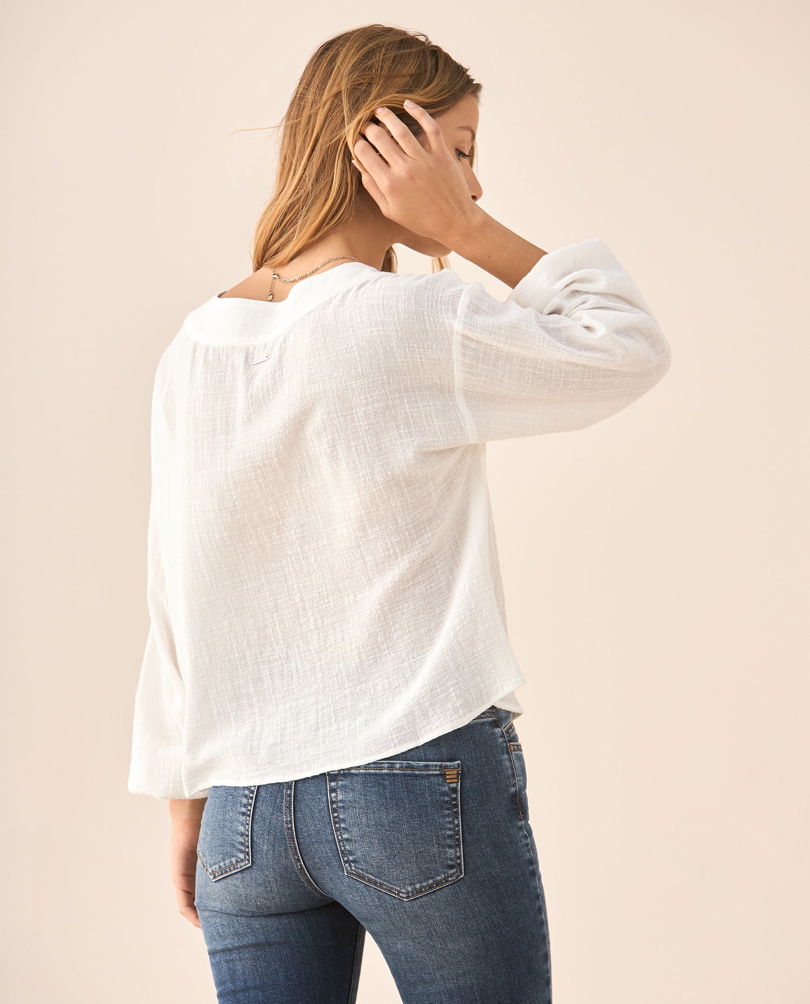 Camisa manga larga cuello camisero - Crudo 34_615F329_CRU144501_4