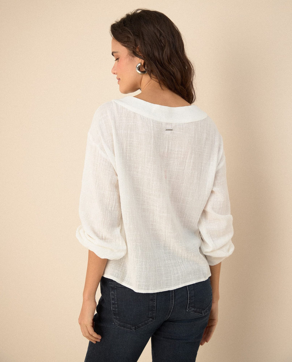 Camisa manga larga cuello camisero - Crudo 34_615F329_CRU144501_4