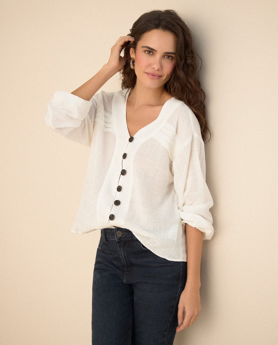 Camisa manga larga cuello camisero - Crudo 34_615F329_CRU144501_5
