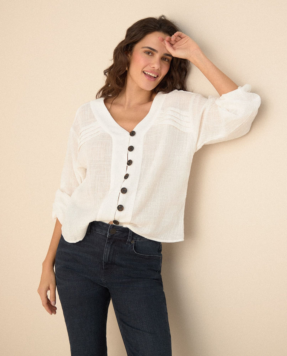Camisa manga larga cuello camisero - Crudo 34_615F329_CRU144501_7