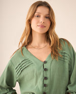 Camisa manga larga cuello camisero - Verde