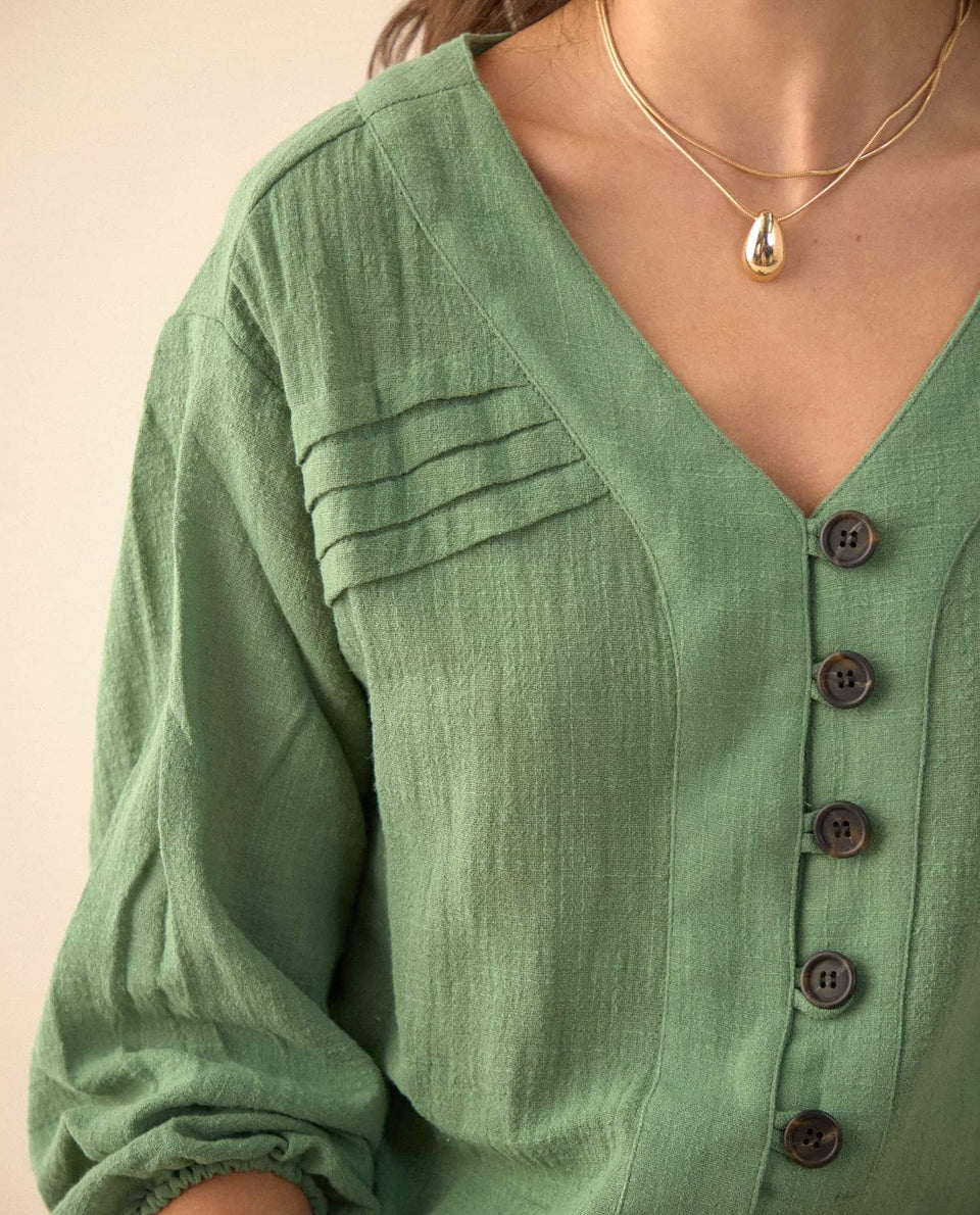 Camisa manga larga cuello camisero - Verde 34_615F329_VER144505_3