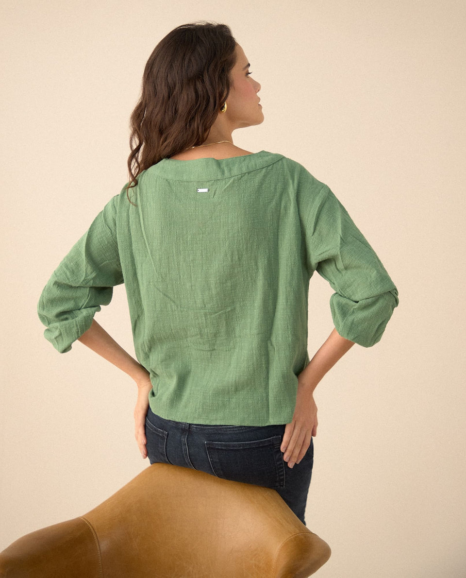Camisa manga larga cuello camisero - Verde 34_615F329_VER144505_4
