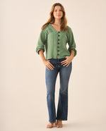 Camisa manga larga cuello camisero - Verde