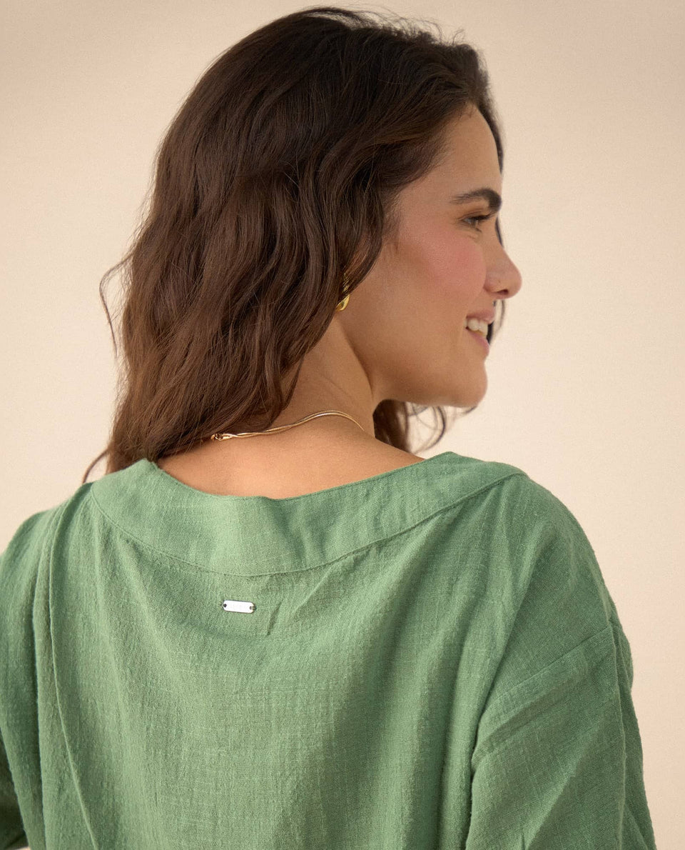 Camisa manga larga cuello camisero - Verde 34_615F329_VER144505_6