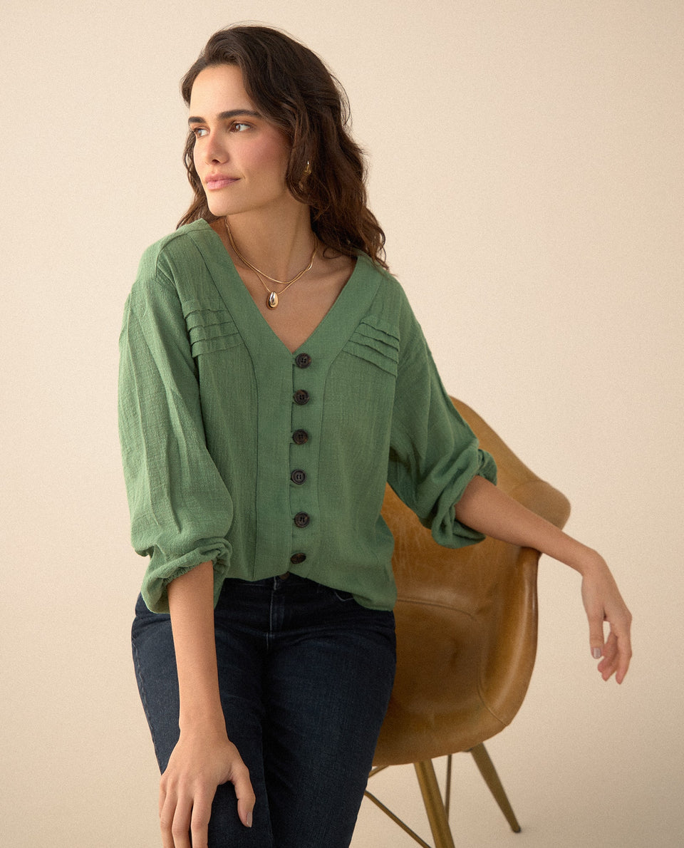 Camisa manga larga cuello camisero - Verde 34_615F329_VER144505_7
