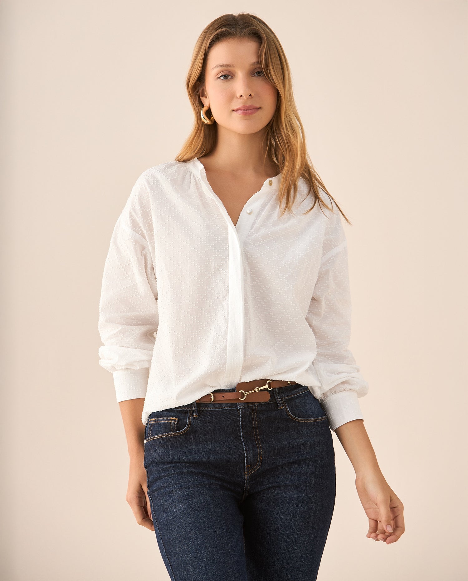 Camisa de manga 3/4 para mujer - Crudo