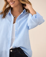 Camisa manga larga con volumen para mujer - Azul