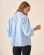 Camisa manga larga con volumen para mujer - Azul
