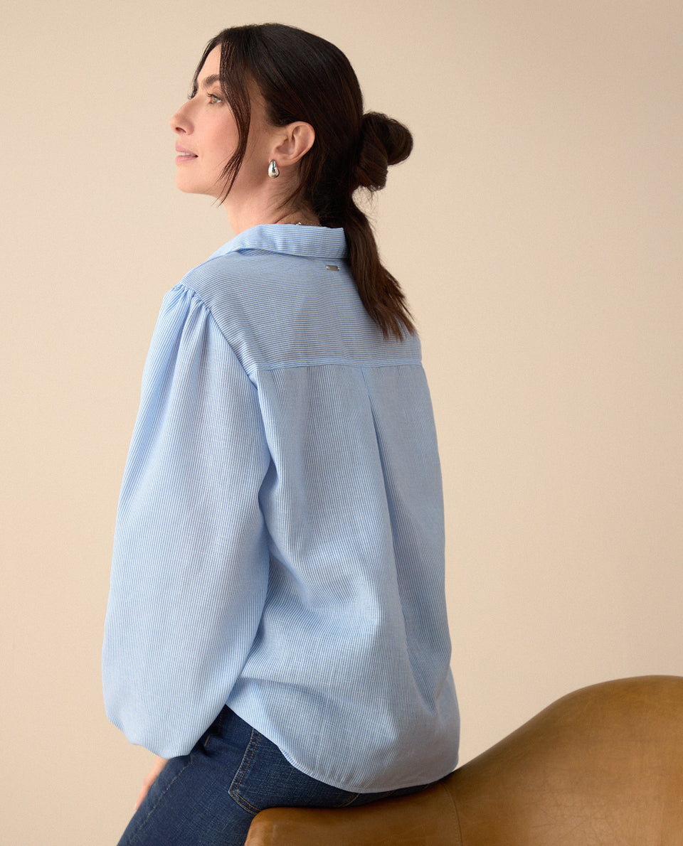 Camisa manga larga con volumen para mujer - Azul 34_615F331_AZU164019_4