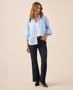 Camisa manga larga con volumen para mujer - Azul