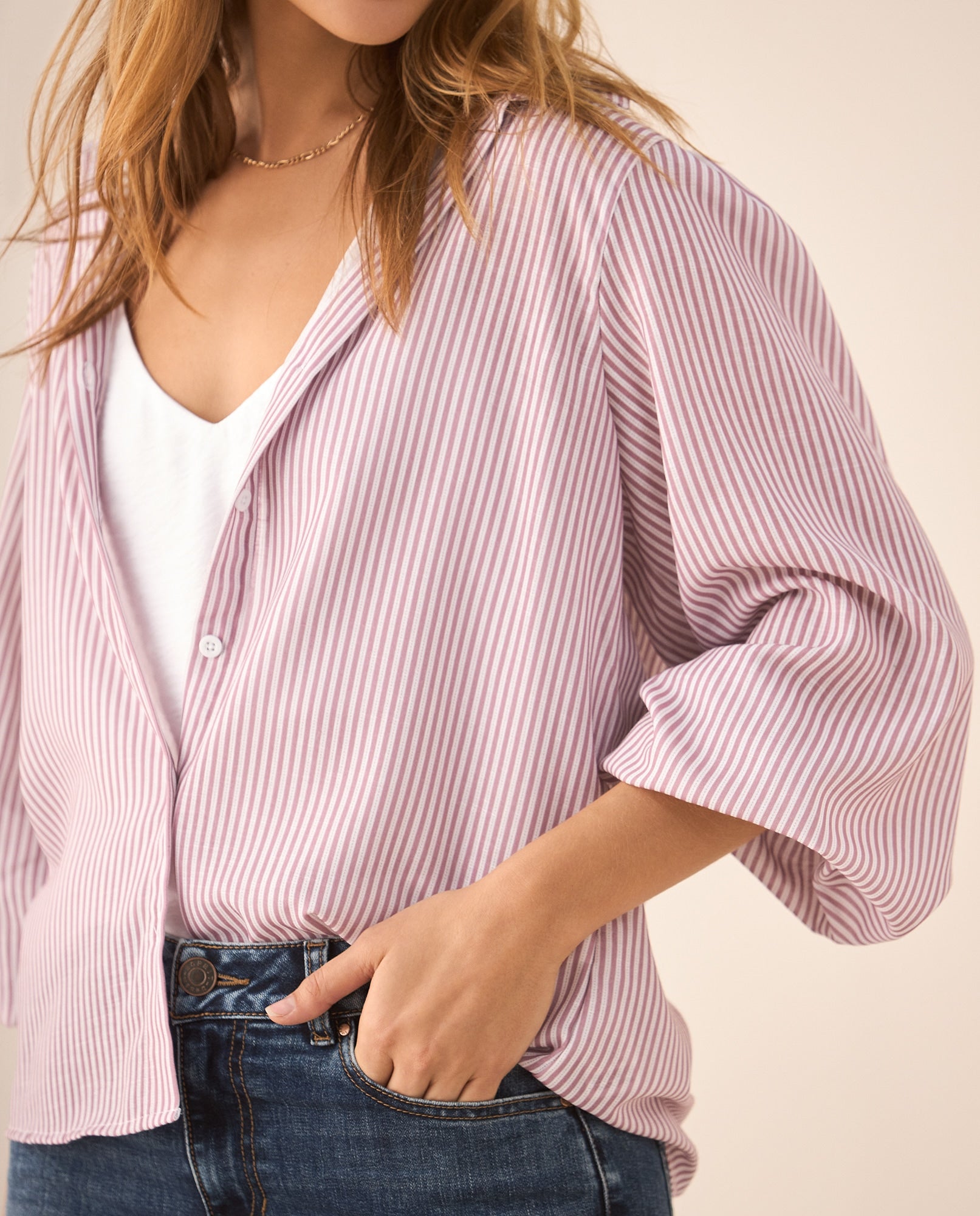 Camisa manga larga con volumen para mujer - Rosa 34_615F331_ROS171930_0