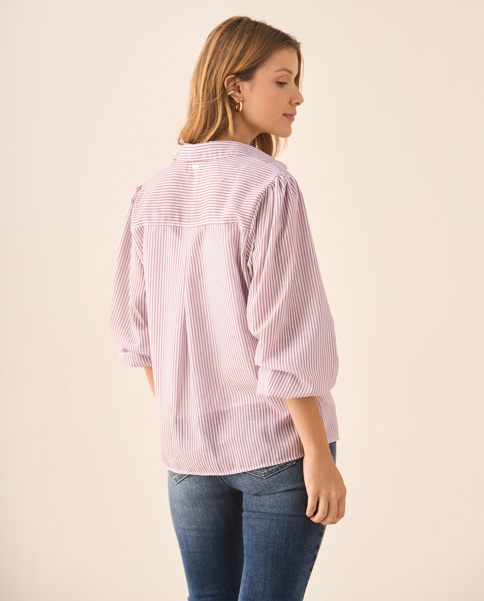 Camisa manga larga con volumen para mujer - Rosa 34_615F331_ROS171930_4