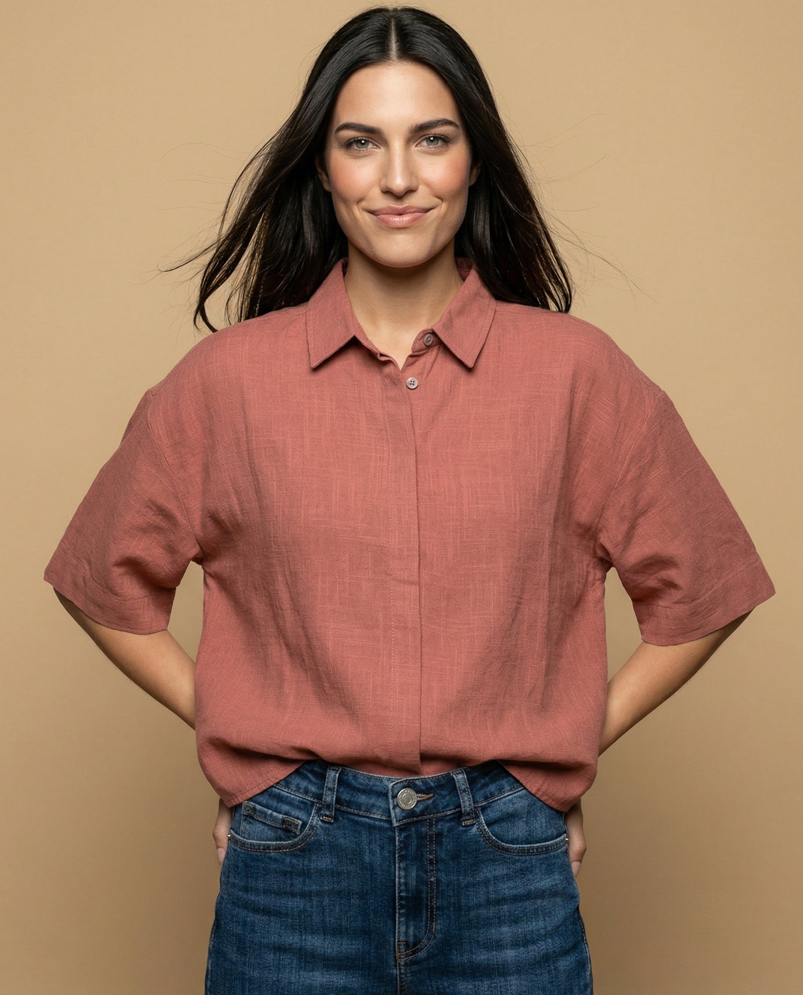 Camisa cuello nerú con cierre oculto - Naranja 34_615F332_NAR181350_0