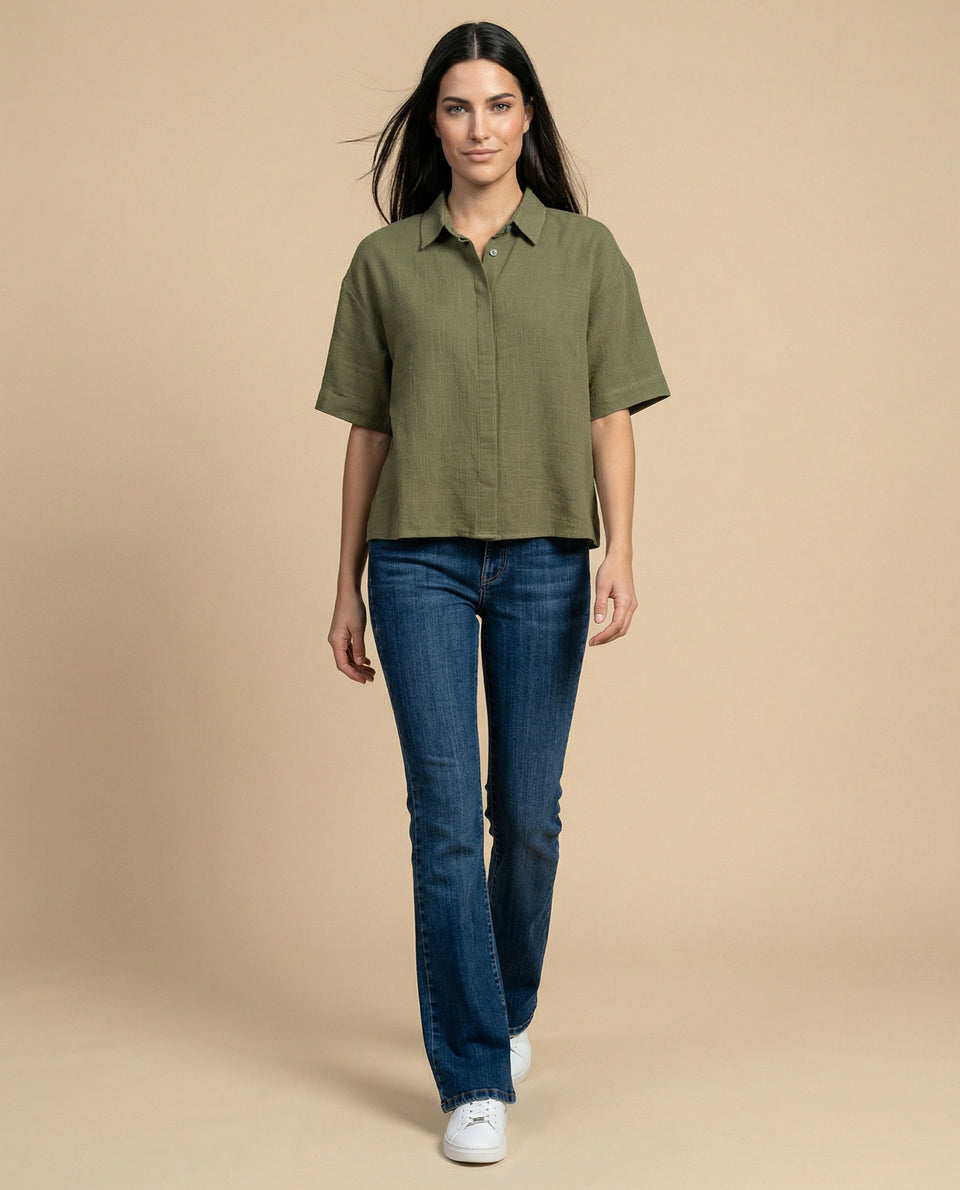 Camisa cuello nerú con cierre oculto - Verde 34_615F332_VER160540_5