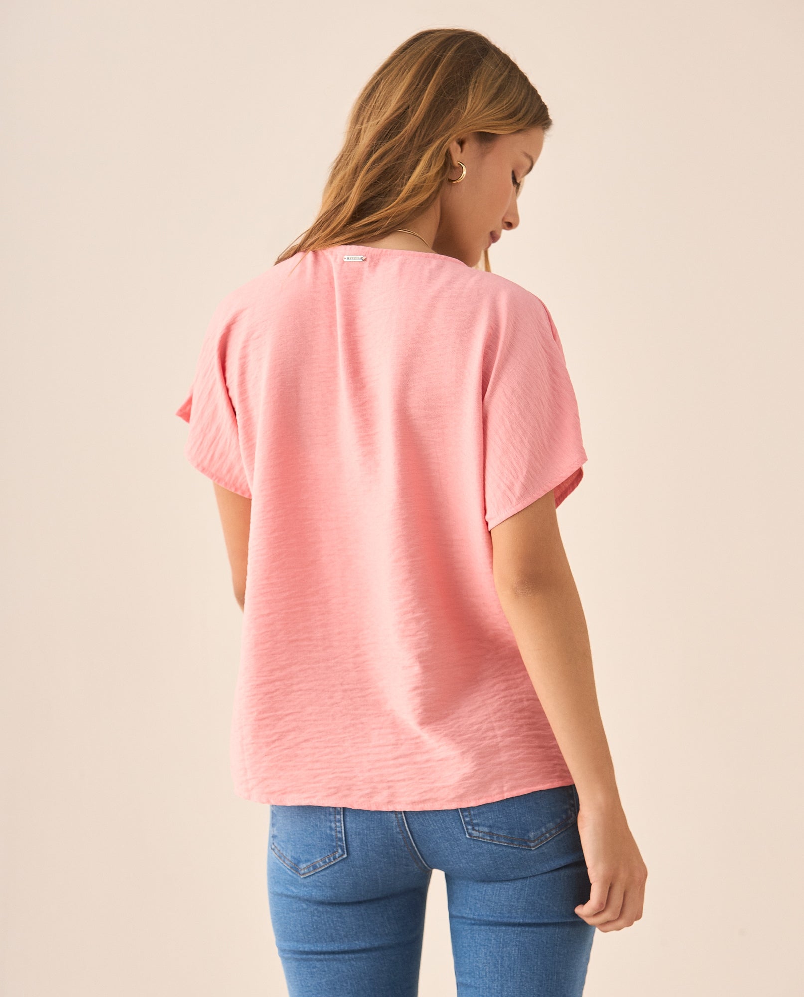 Camisa de tela fluida para mujer - Rosa 34_615F333_ROS171644_4