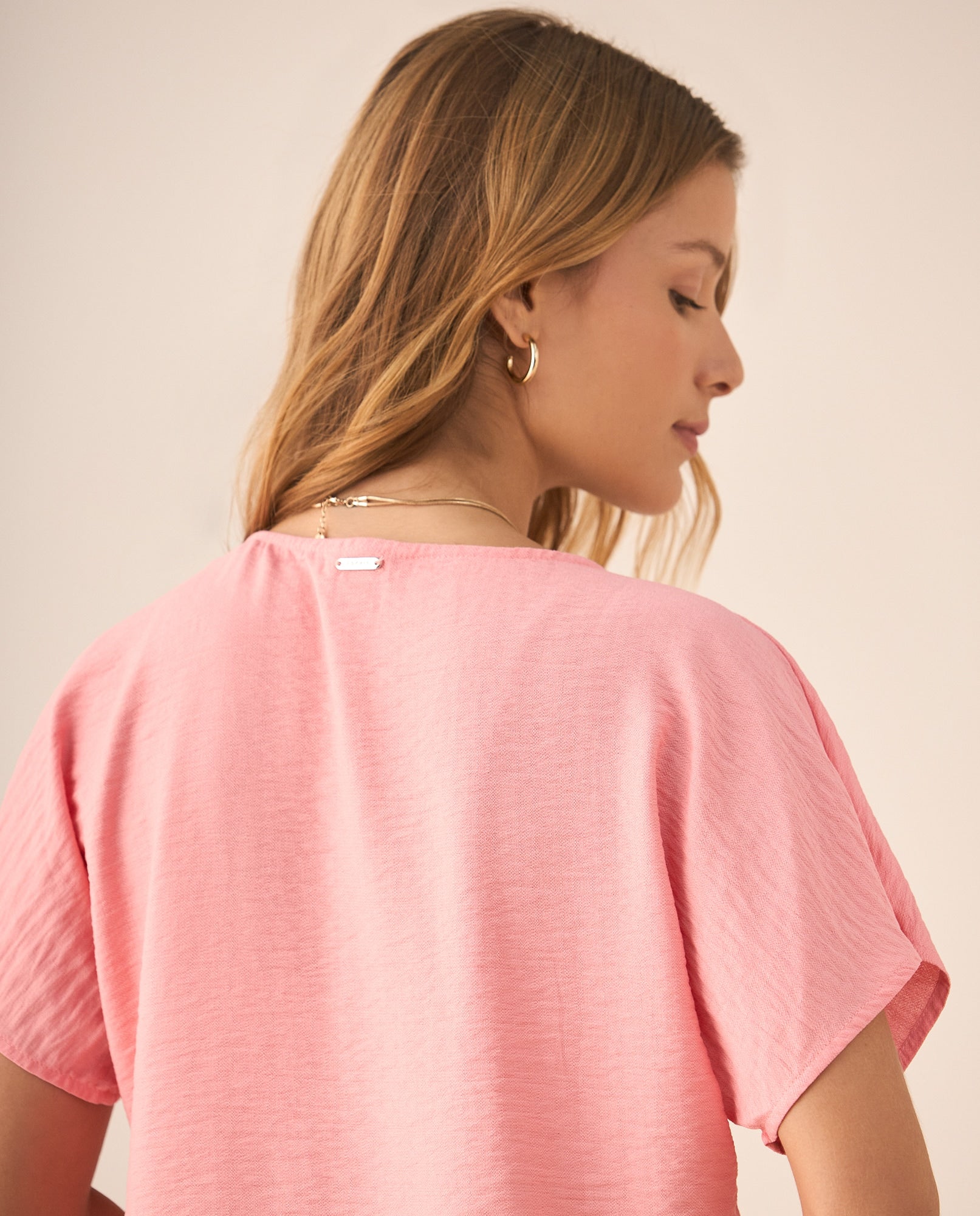 Camisa de tela fluida para mujer - Rosa 34_615F333_ROS171644_5
