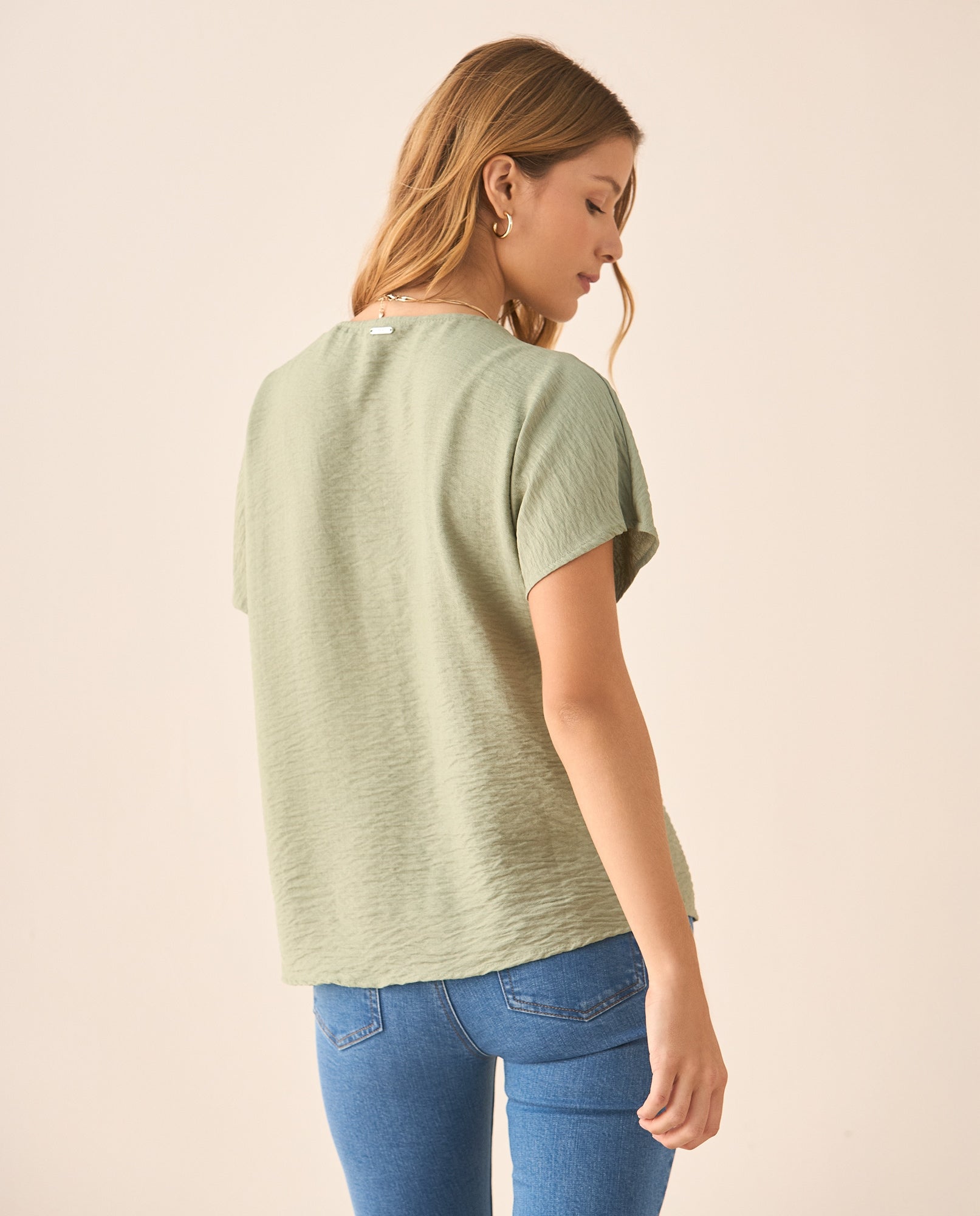 Camisa de tela fluida para mujer - Verde 34_615F333_VER156120_4