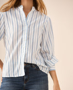 Camisa de diseño a rayas para mujer - Azul