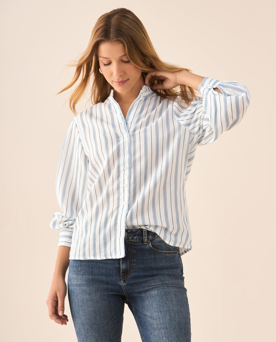 Camisa de diseño a rayas para mujer - Azul 34_615F334_AZU144123_3