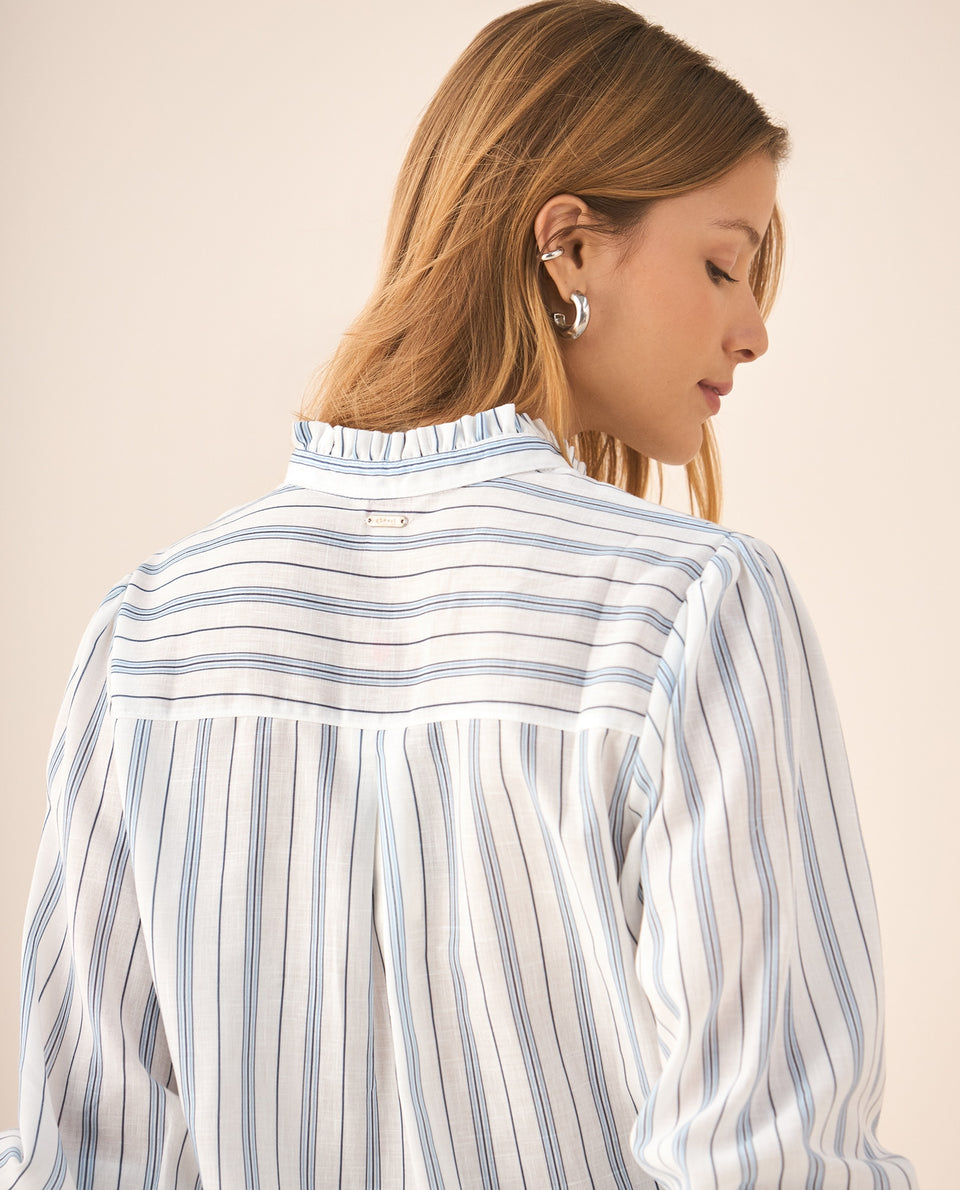 Camisa de diseño a rayas para mujer - Azul 34_615F334_AZU144123_5