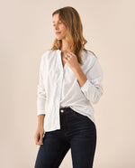Camisa de cuello neru para mujer - Blanco