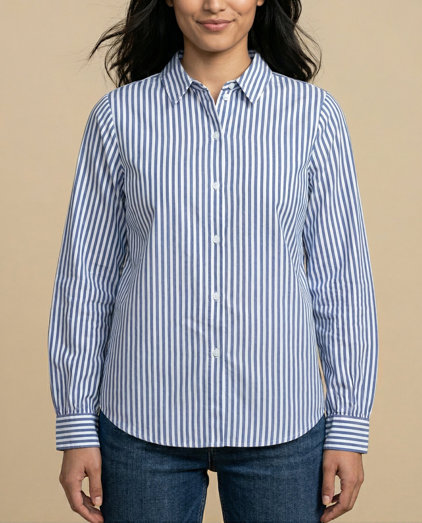 Camisa manga larga cuello camisero de caída ligera - Azul 34_615F339_AZU144123_7